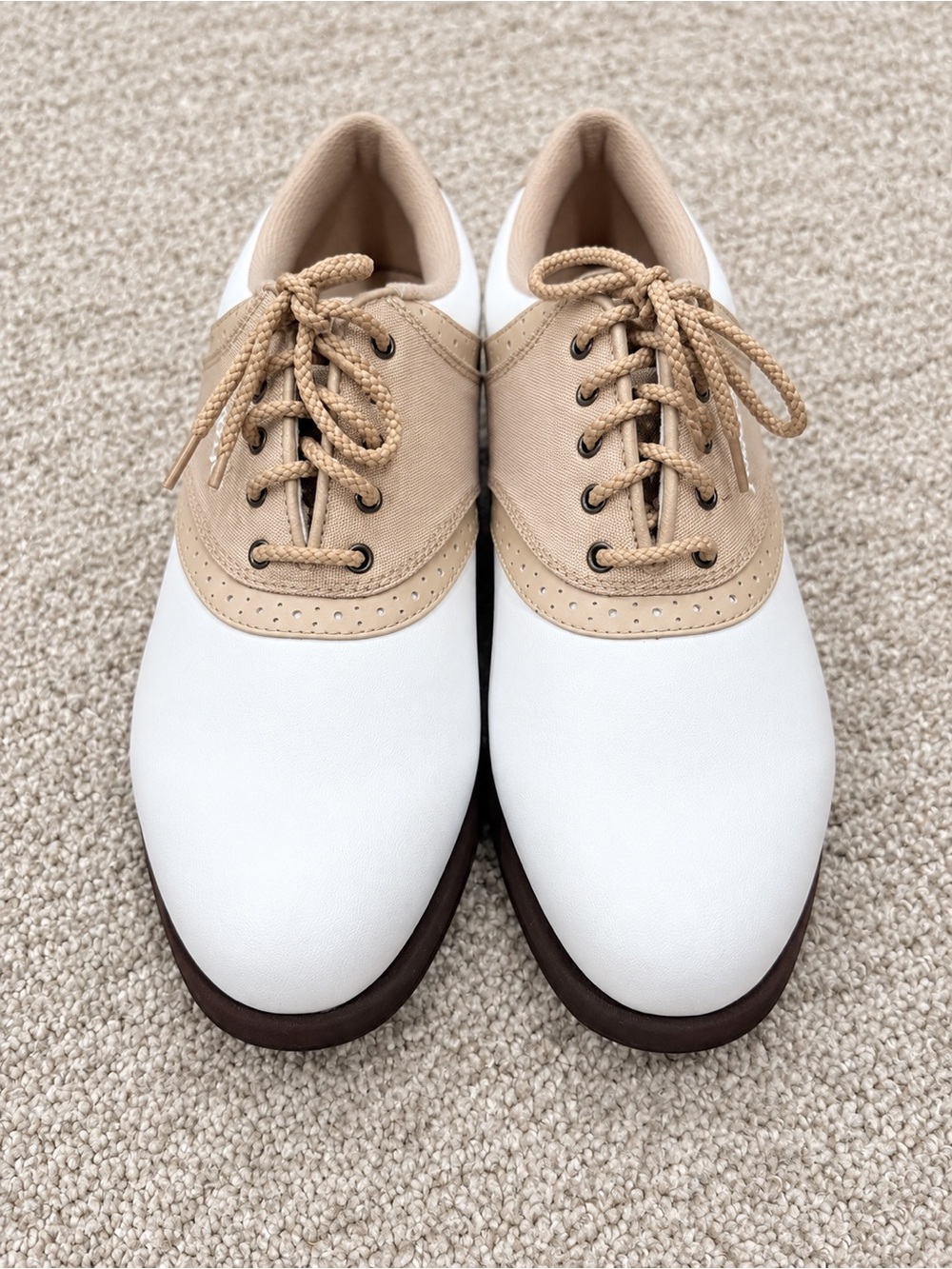 FootJoy GreenJoys Women’s Golf Shoes White Tan Softspikes Size 8M